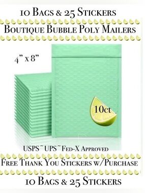 10ct  Bubble Poly Mailers 🍋‍🟩🆕🍋‍🟩
Boutique Mailers  w/ 25ct Free Stickers